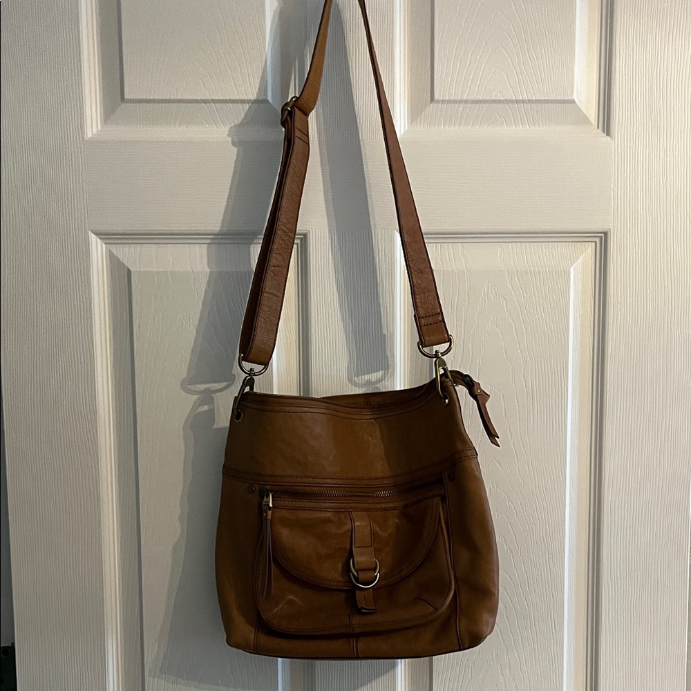 FOSSIL long live vintage 1954 genuine pebble leather shoulder bag